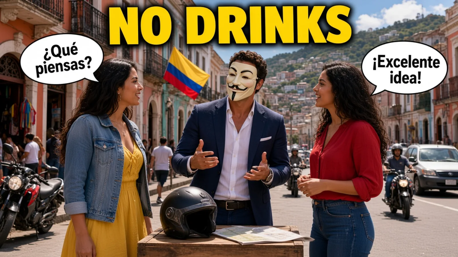 Medellin two-set, NO DRINKS, Colombia flag.