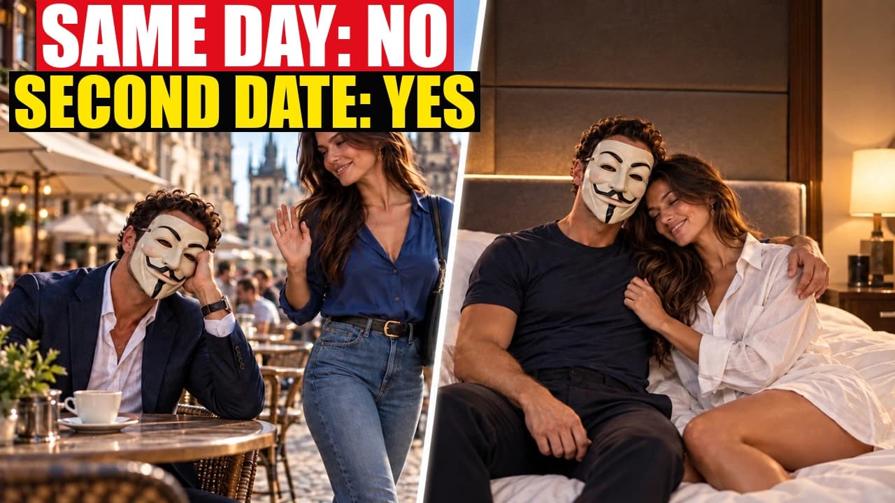 Tony and a woman say goodbye on the first day, then sit together on the second date. SAME DAY: NO, SECOND DATE: YES.