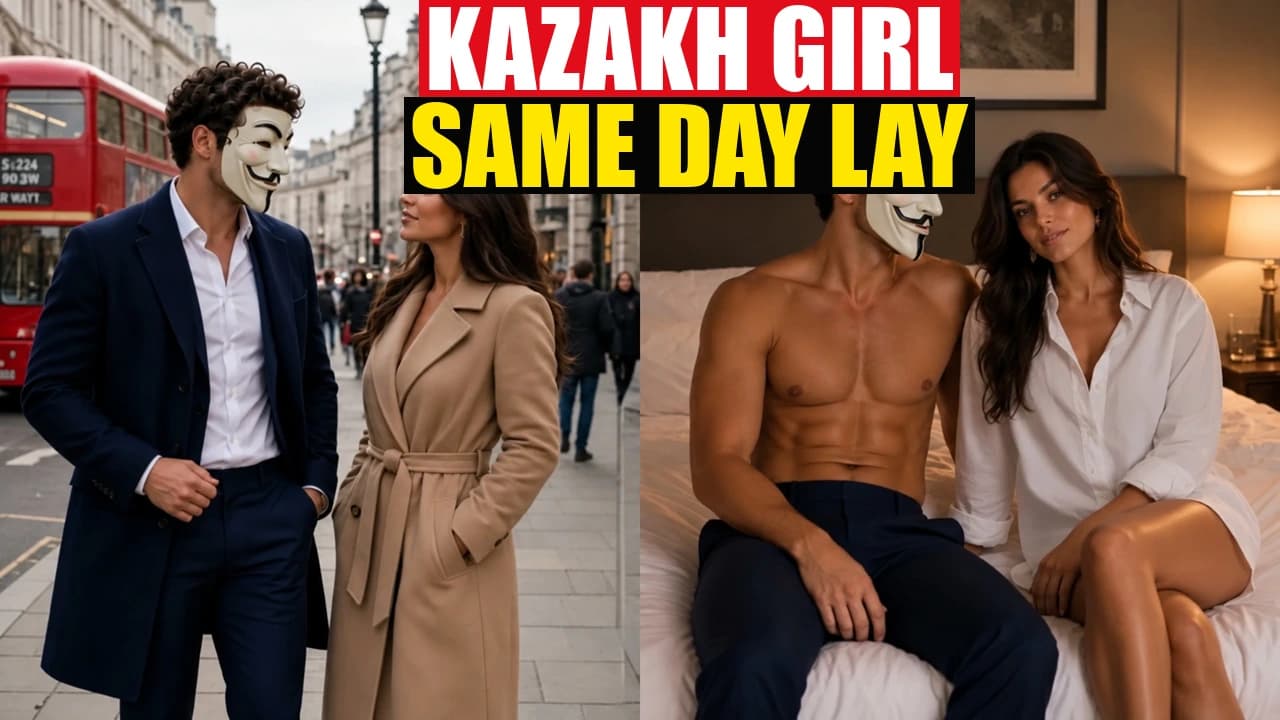 Split: London bus street then she wears his white shirt on the bed, KAZAKH.