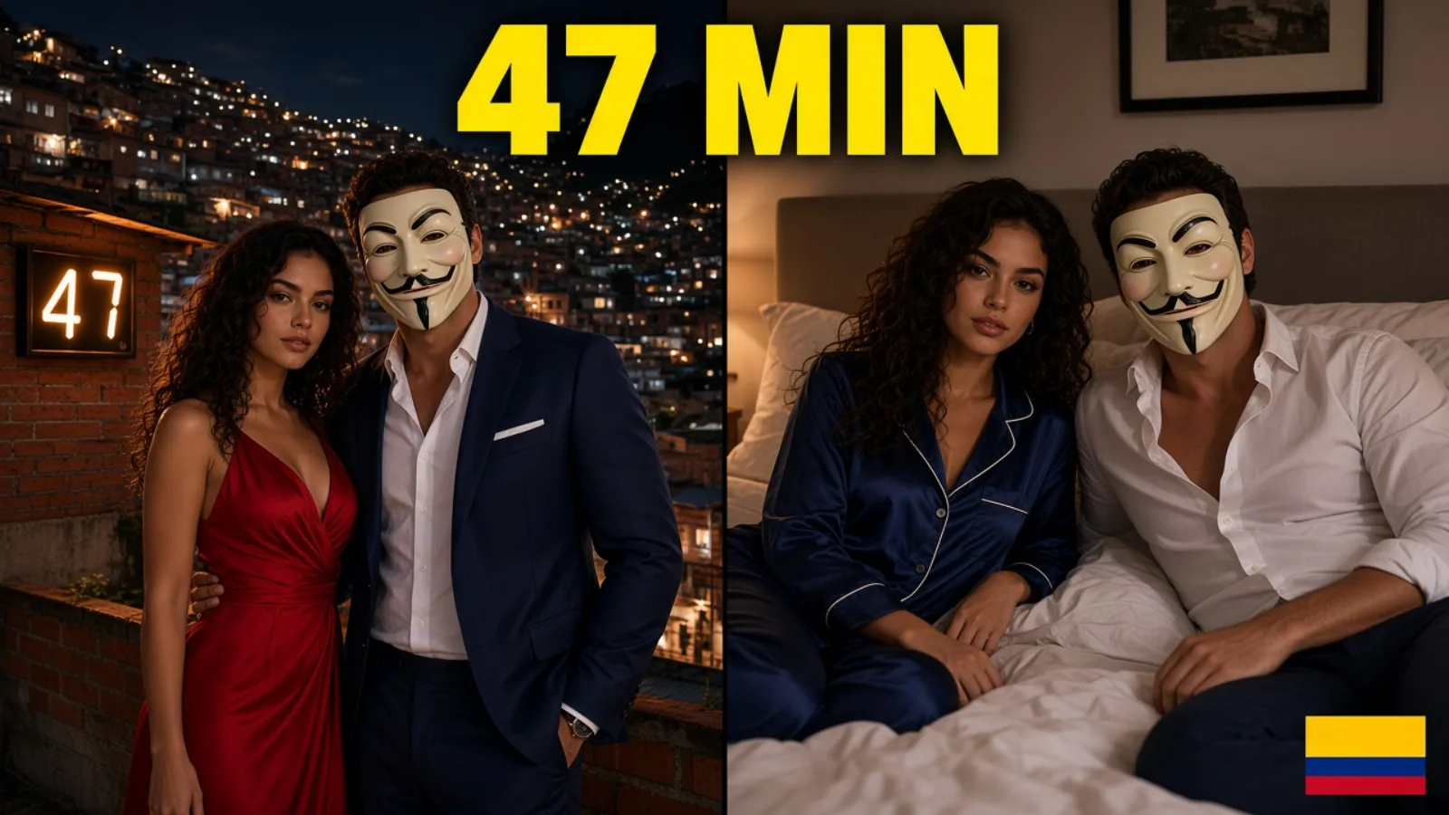 Split: Medellin night then silk pajamas, 47 MIN.