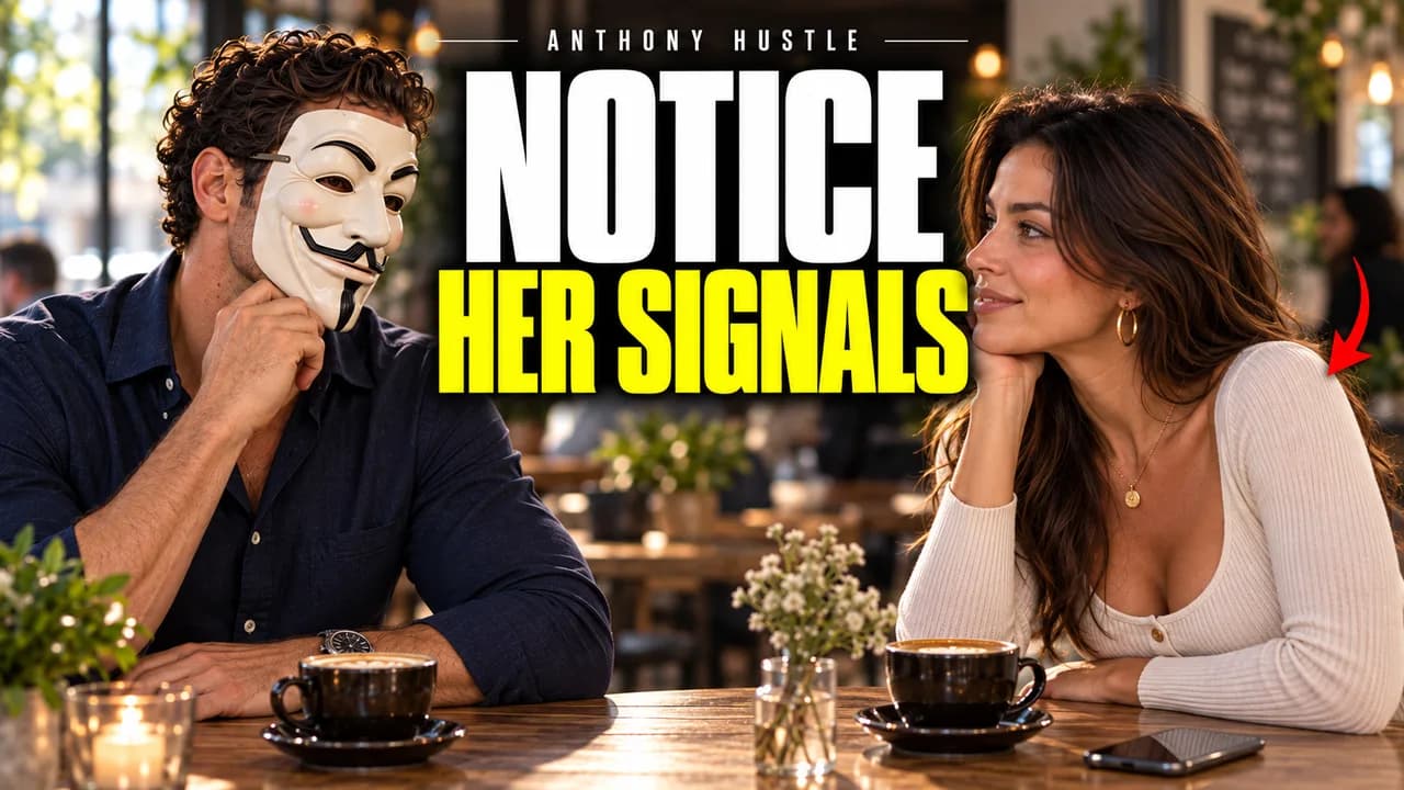 Masked Tony leaning in across a table, NOTICE HER SIGNALS.