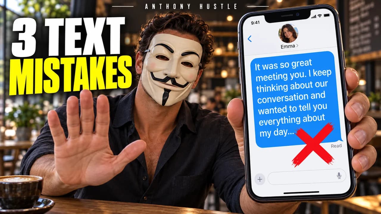 A phone with a crossed-out message, 3 TEXT MISTAKES.