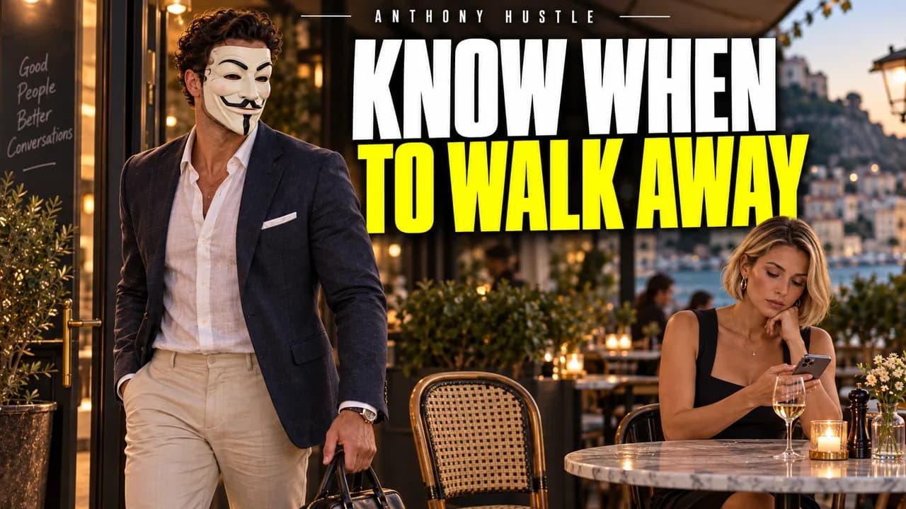 Masked Tony leaving an empty chair, KNOW WHEN TO WALK AWAY.